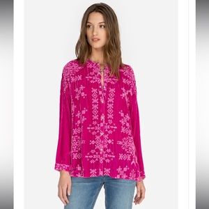 JOHNNY WAS “Ellen” Velvet Button Down Blouse. Worn once. Size XS.